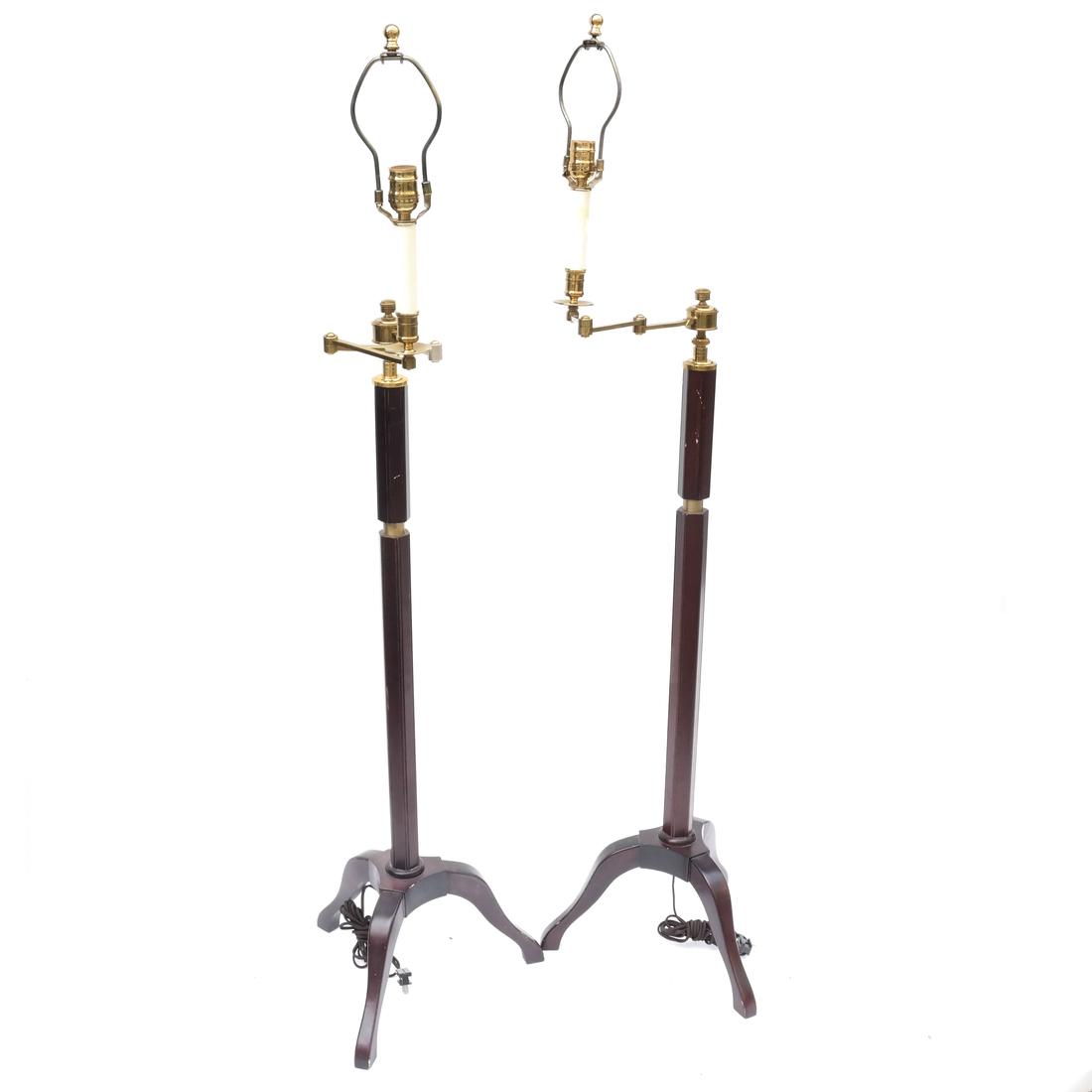 Pair of Mahogany and Brass Floor Lamps (1 of 5)