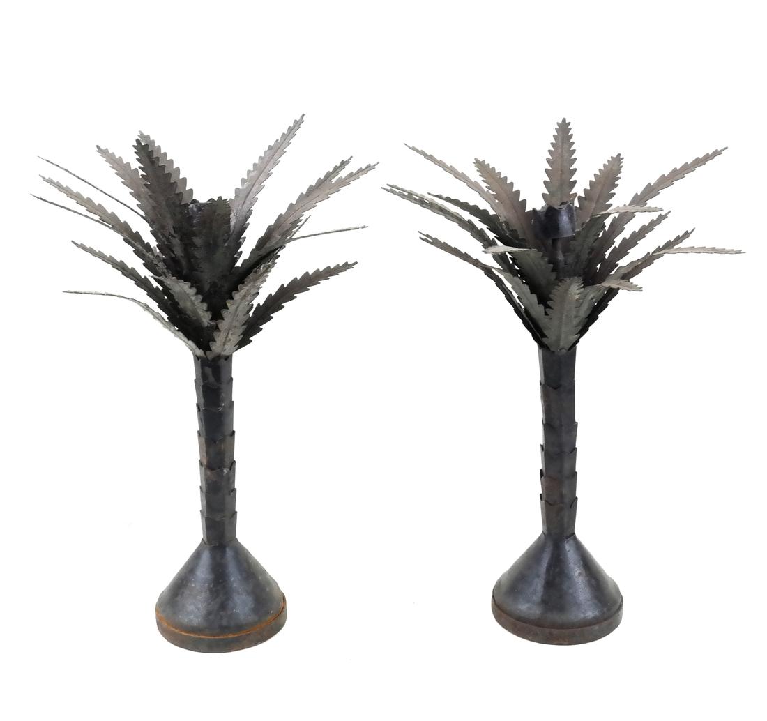 Pair of Metal Palm Tree Candlesticks (1 of 5)