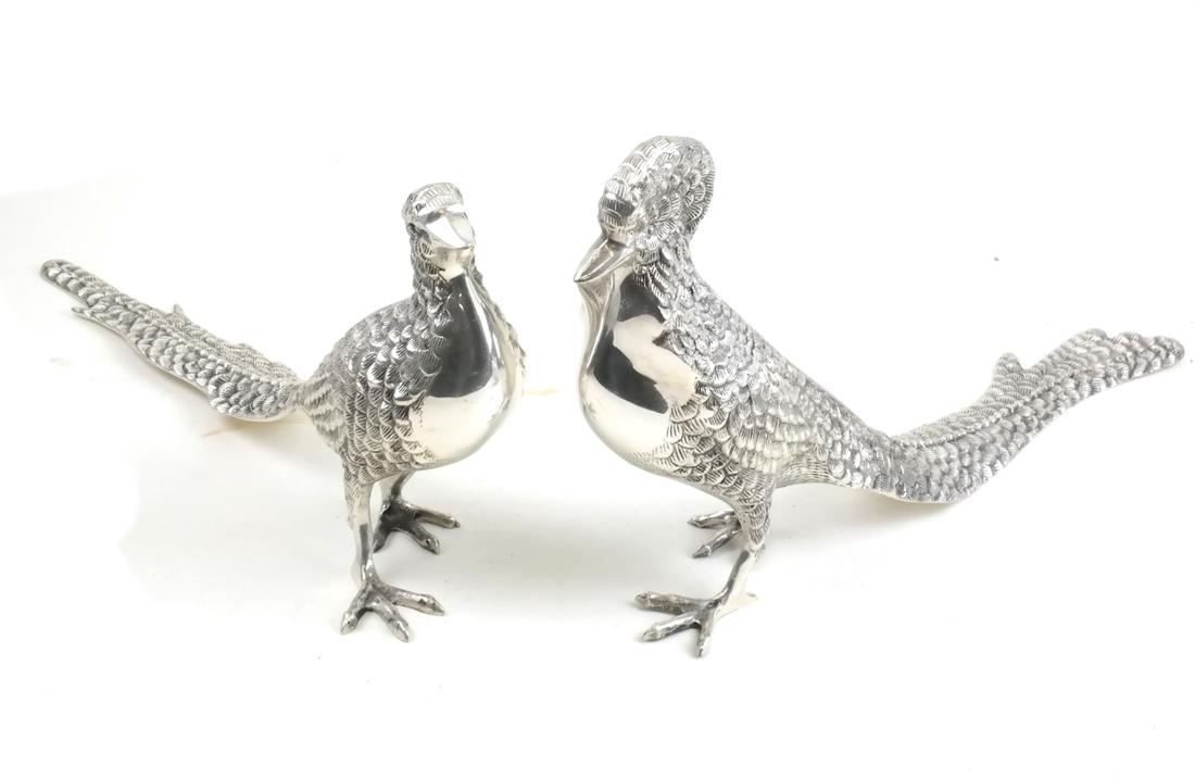 Pair of Silver Plate Peacocks (1 of 7)