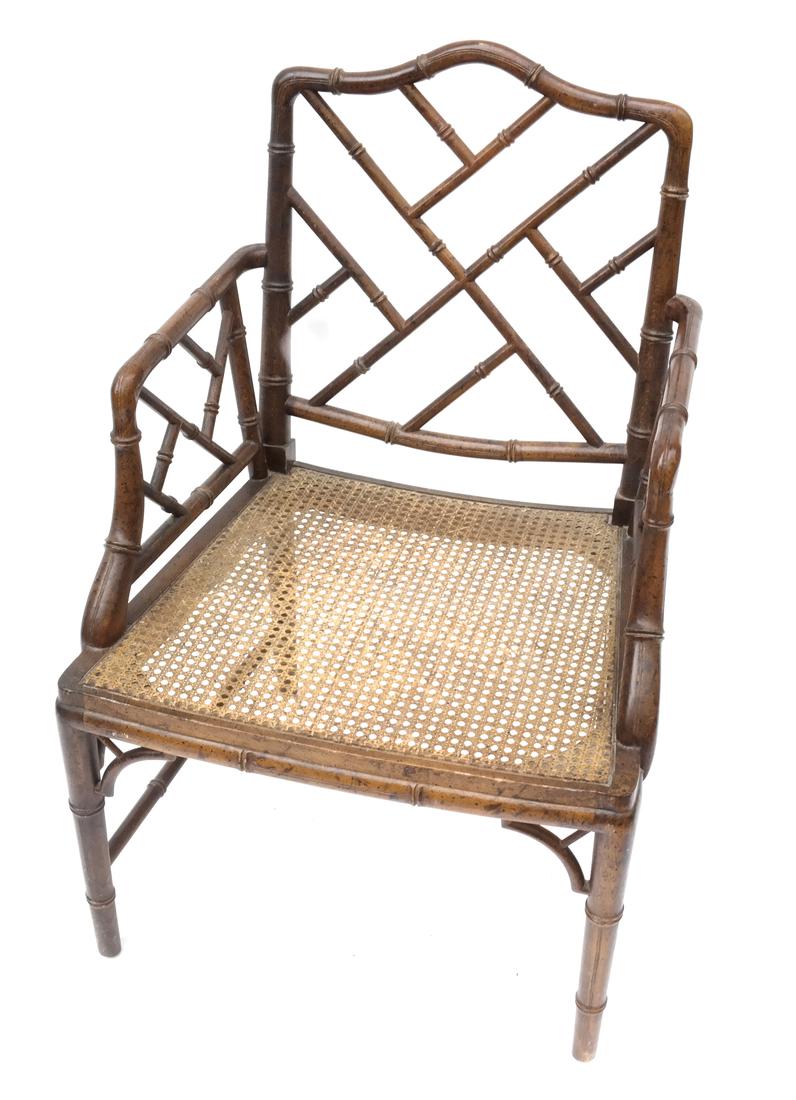 Carved Oak Faux Bamboo Armchair (1 of 9)