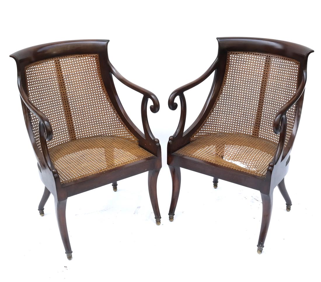 Pair of Regency-Style Caned Armchairs (1 of 9)