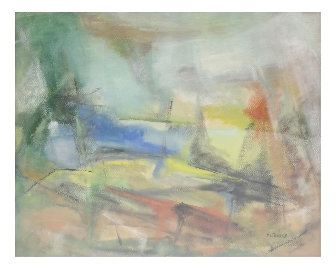 Rose Hart Betensky, "Webs of Light" - Acrylic: Framed abstract, signed lower right. Long Island, NY artist. Dimensions: Art: 20" H x 25" W; Frame: 26" H x 30.5" W;&nb