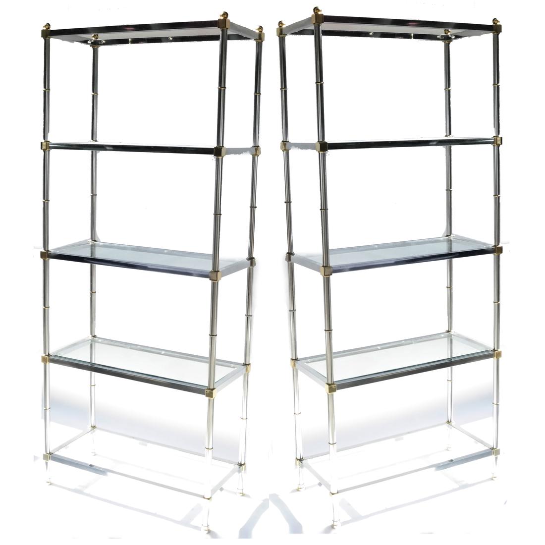 Pair of Modern Chrome & Brass Etageres (1 of 6)