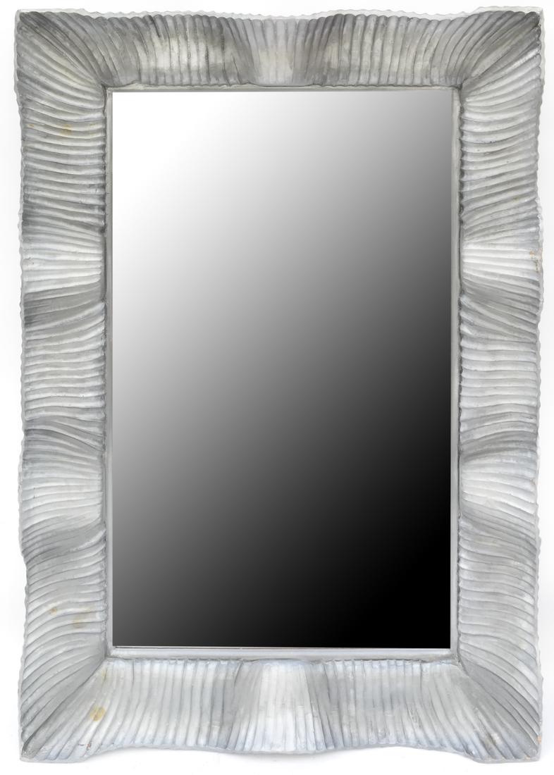 Scallop Form Modern Gray Painted Mirror (1 of 6)