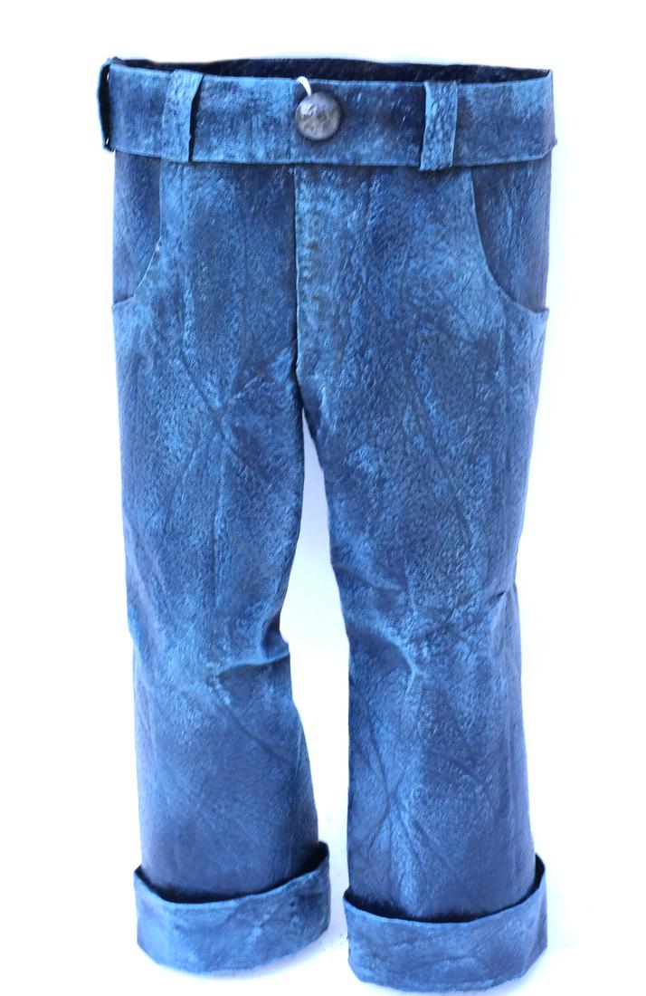 Chris Beck, Outsider Art - "Leroy" Pants: A metal sculpture of a child's pants. Dates Jan. 2011. Atlanta GA. artist. Dimensions: 8" W x 3" D x 20"H; 