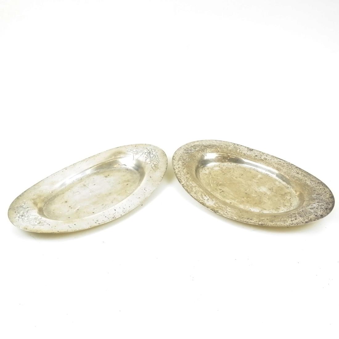 Pair of Oval Decorative Sterling Silver Trays (1 of 5)