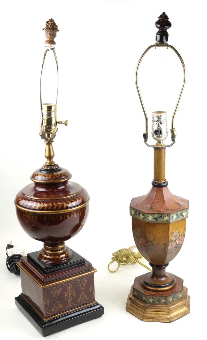 Two Decorative Painted Wood Lamps (1 of 9)