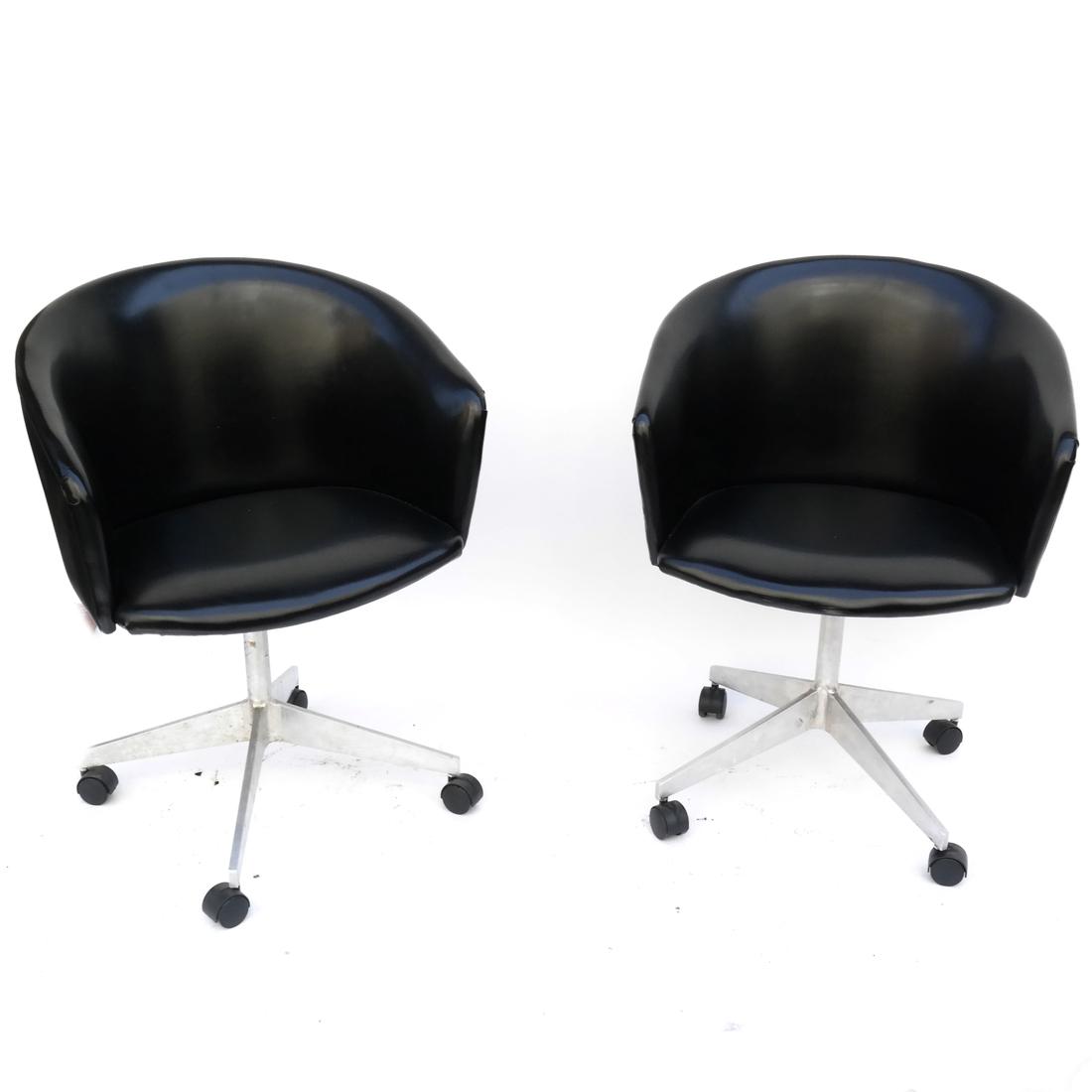 Pair of Modern Barrel Back Armchairs, Black Upholstery (1 of 7)