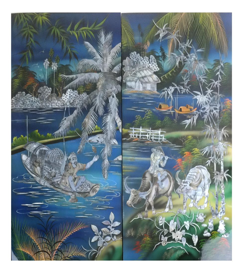 Pair of Inlaid Asian Panels (1 of 9)