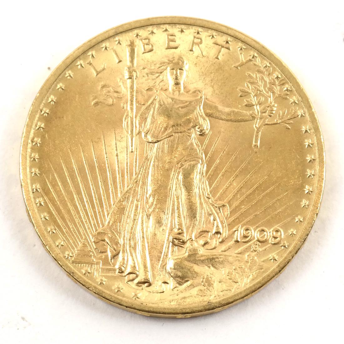 1909, Walking Liberty 22K Gold $20 Coin. (1 of 3)