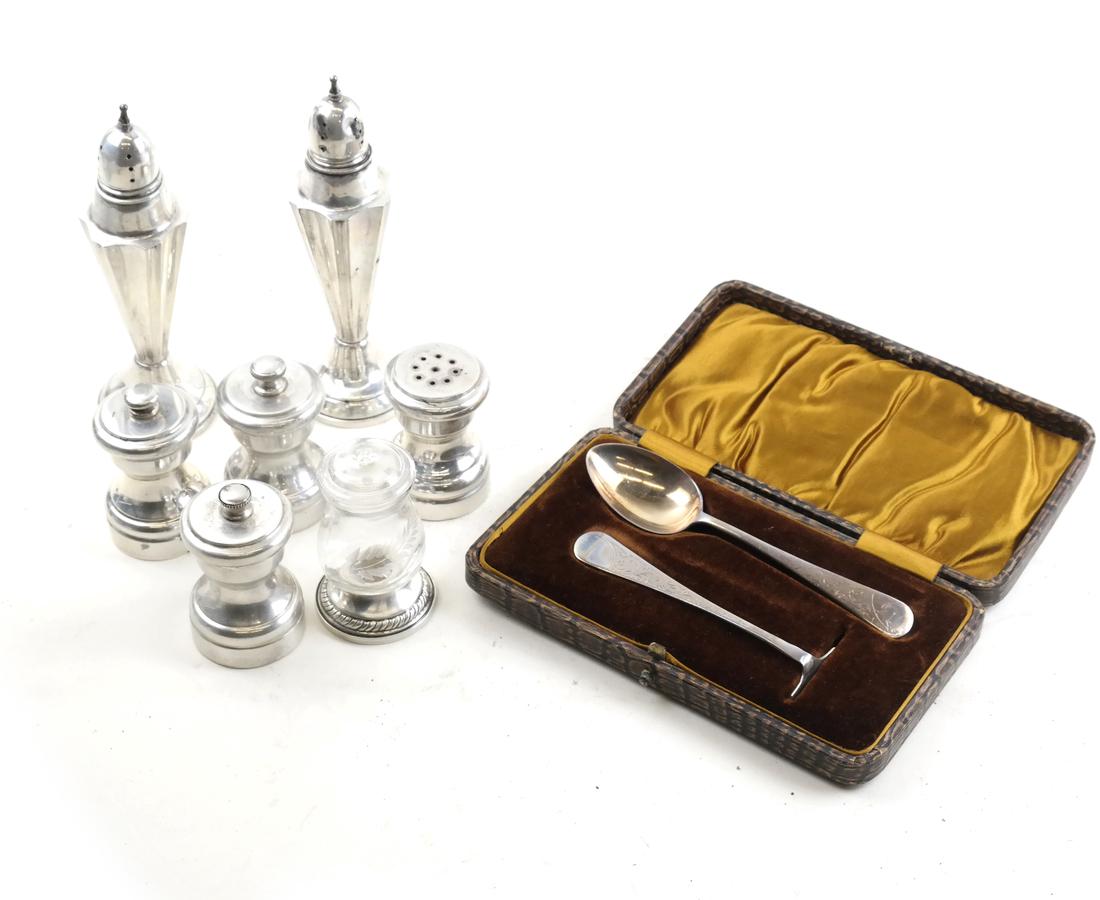 Lot of Silver Salts and Boxed Baby Set: Lot of Silver Salts and Boxed Baby Set.