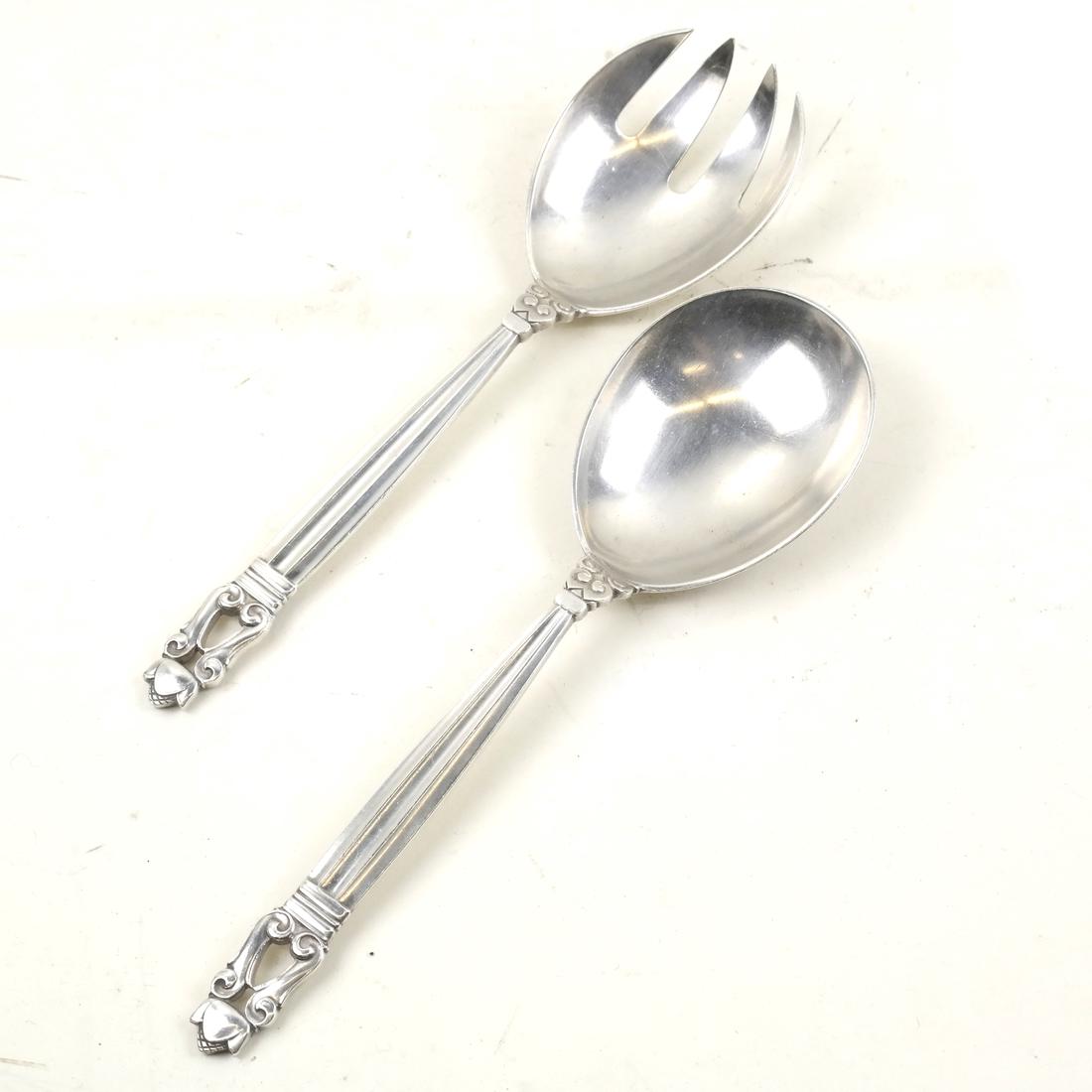 Georg Jensen Sterling Salad Serving Set (1 of 4)