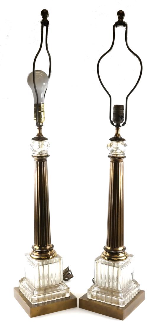 Modern Reed-Form Glass and Brass Lamps (1 of 3)