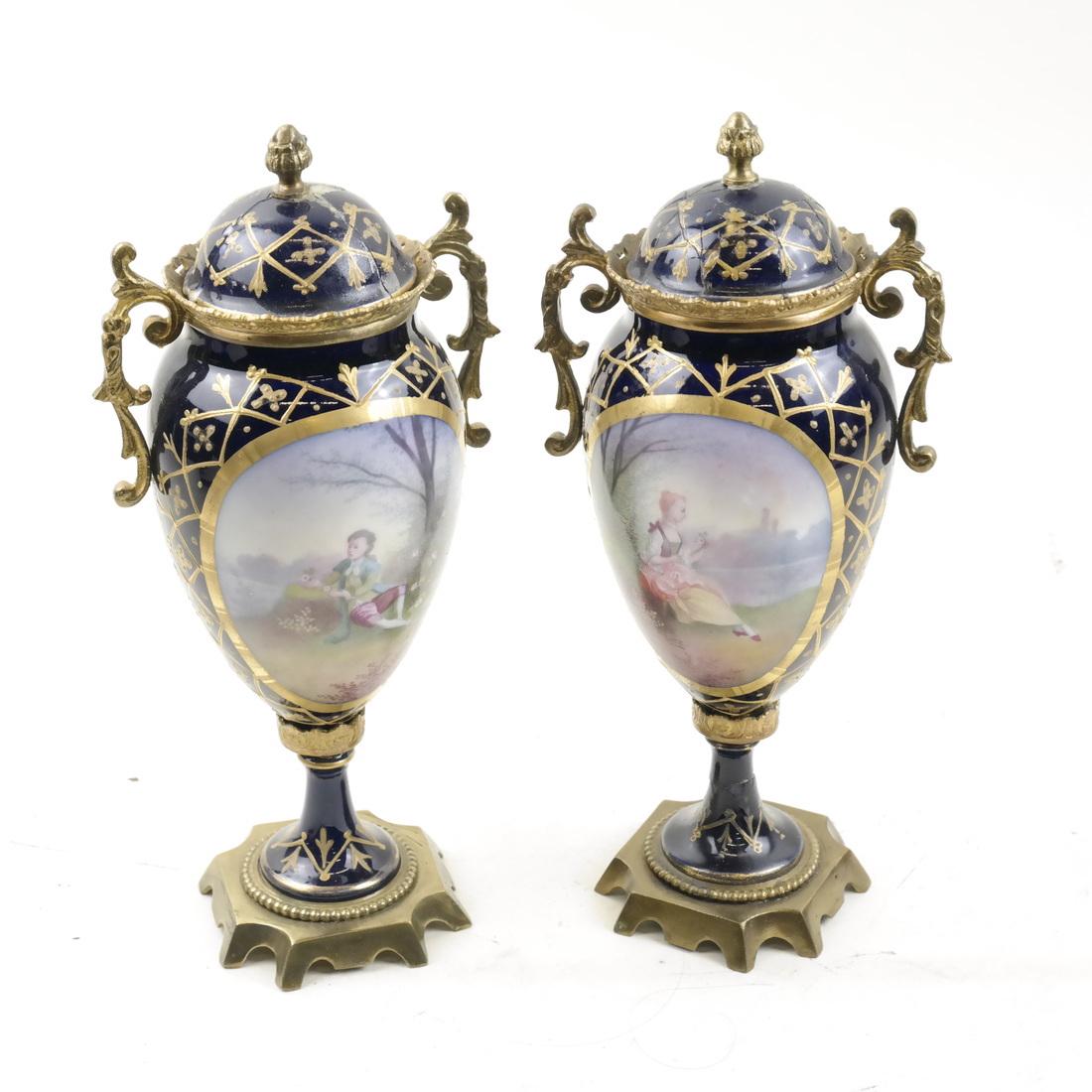 Pair of Sevres-Style Miniature Vases (1 of 9)