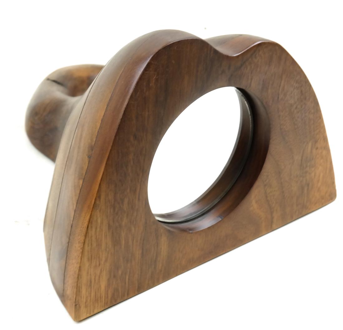 Contemporary Hand Mirror: 20th C Sculptural Hand Mirror By Joe Beyer. Dimensions: 10.5" W x 8" D x 12"H; 