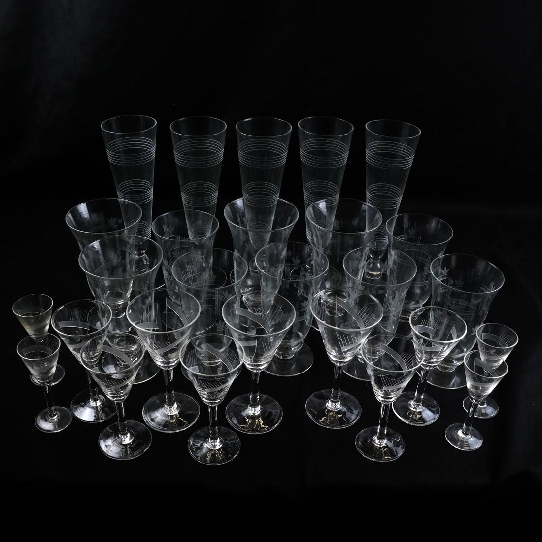 Assembled Set of 27 Art Moderne Stemware (1 of 5)
