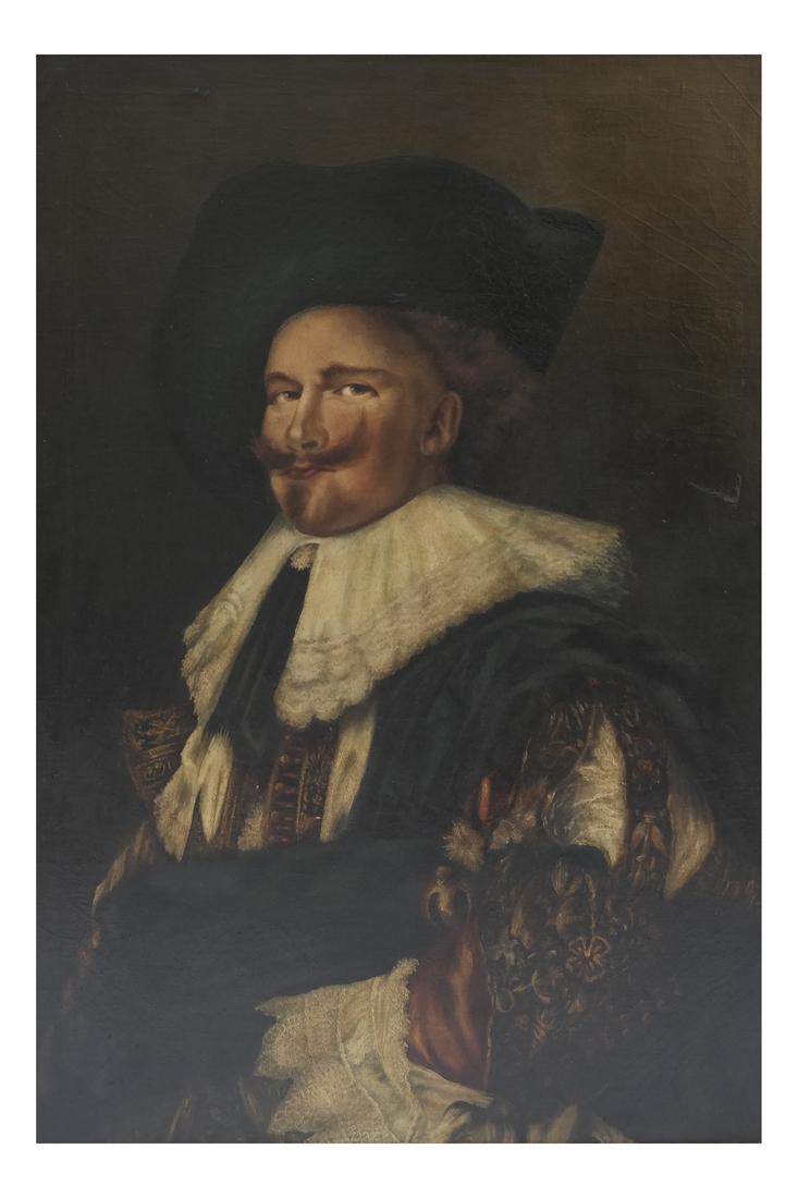 After Frans Hals, The Laughing Cavalier: After Frans Hals, The Laughing Cavalier. Oil on Masonite. Dimensions: Art - 35.5" H x 23" W; Frame - 43.5" H x 3