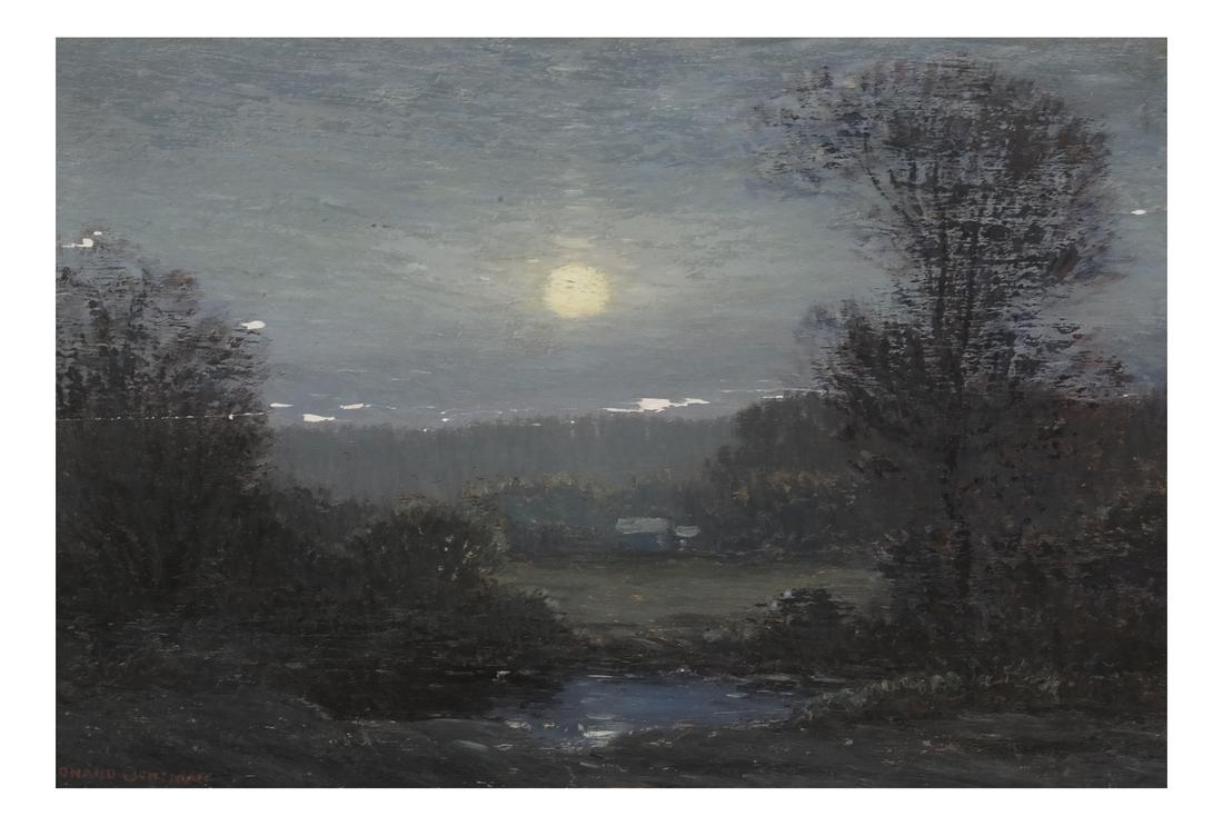 Leonard Ochtman "Moonrise" Oil on Panel (1 of 9)
