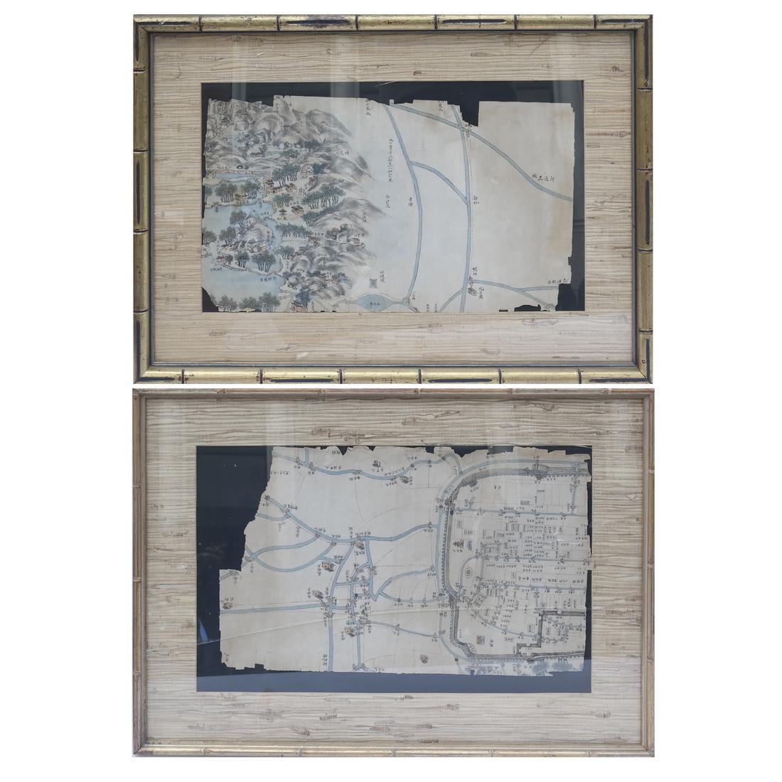 Two Framed As is Chinese Maps (1 of 10)