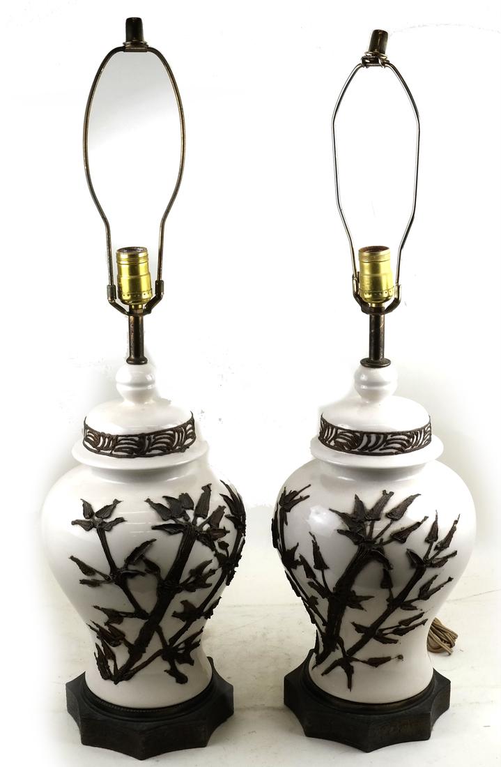Pair of Modern Chinese Ceramic Table Lamps (1 of 5)