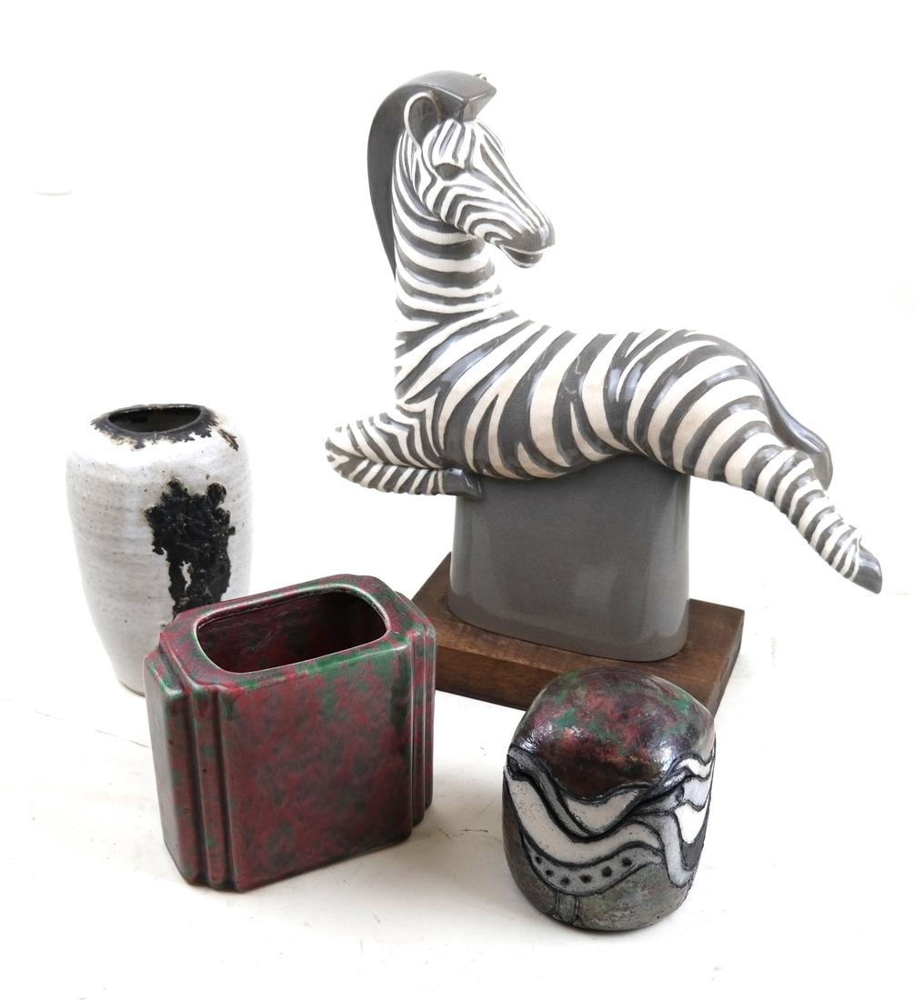 Ceramic Group With A Zebra and Three Vessels (1 of 10)
