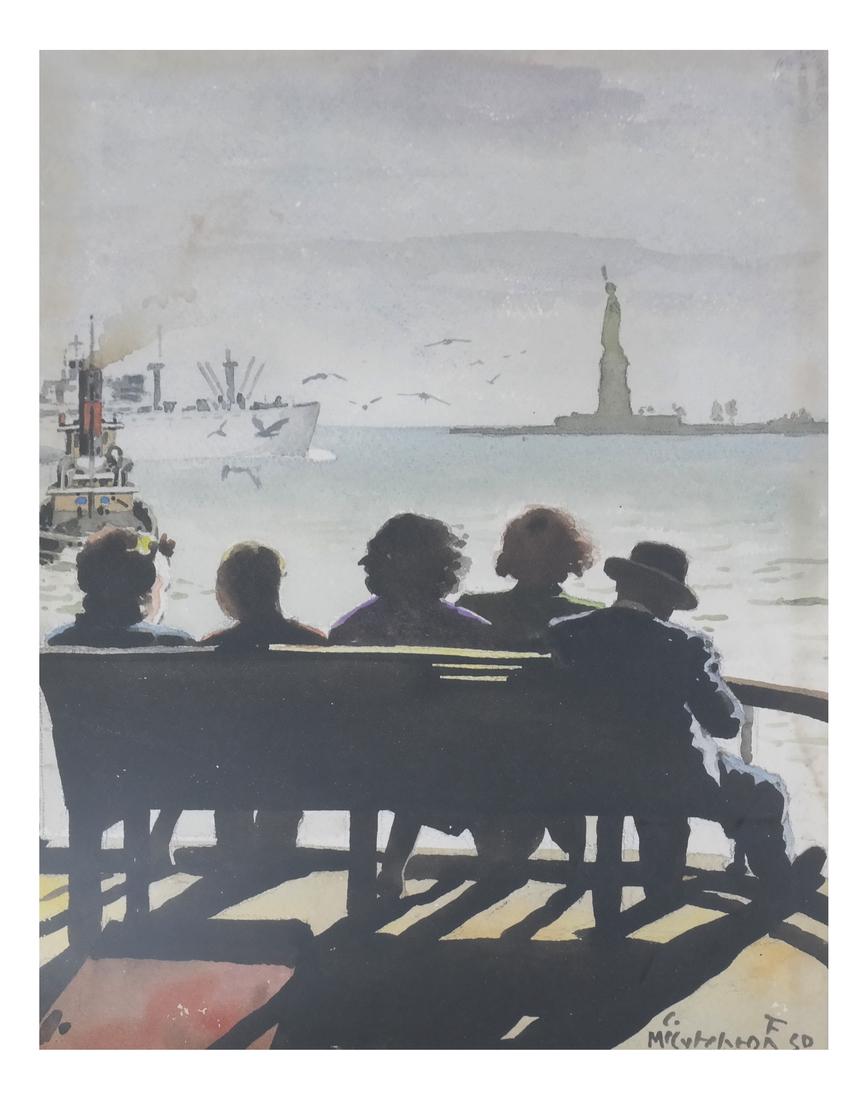 Carleton F McCutcheon Watercolor - Statue of Liberty (1 of 6)