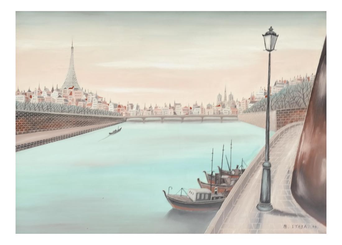 Foussa Itaya, "The Seine" - Oil on Canvas (1 of 7)