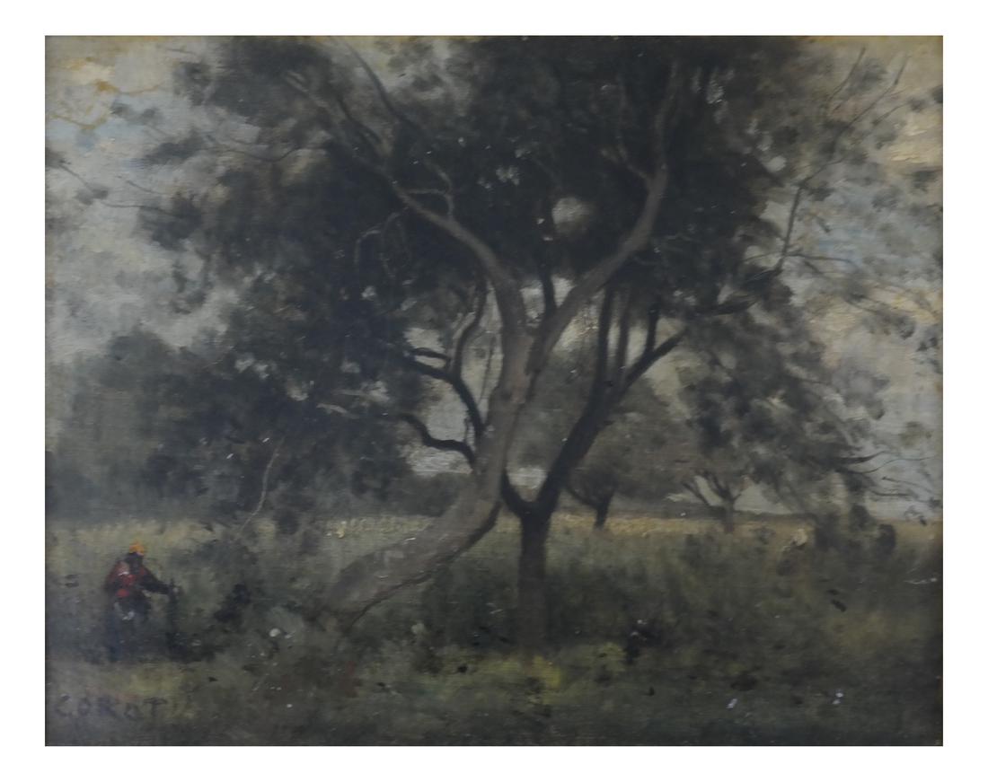 Corot, Figure Near Tree - Oil on Canvas (1 of 7)