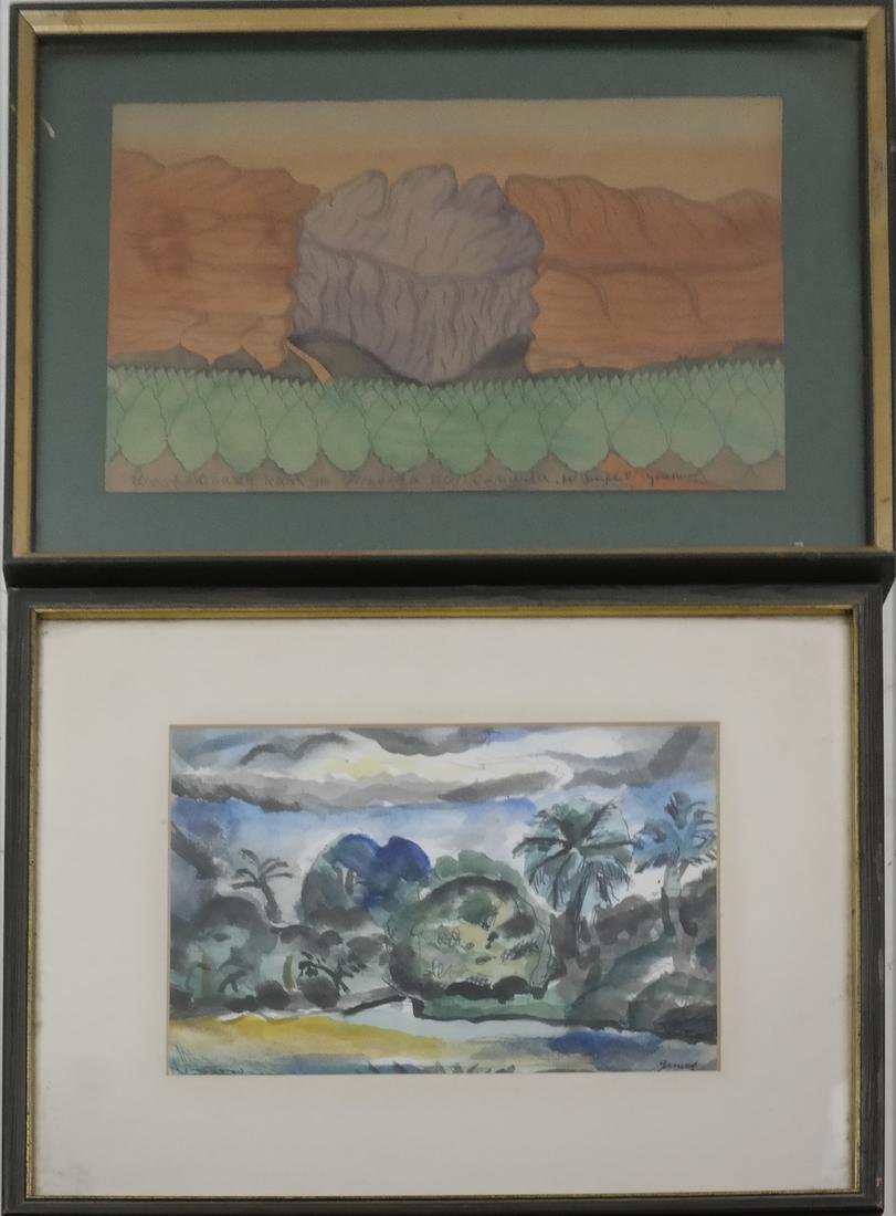 Two Works, Abstract & An Island Scene (1 of 8)