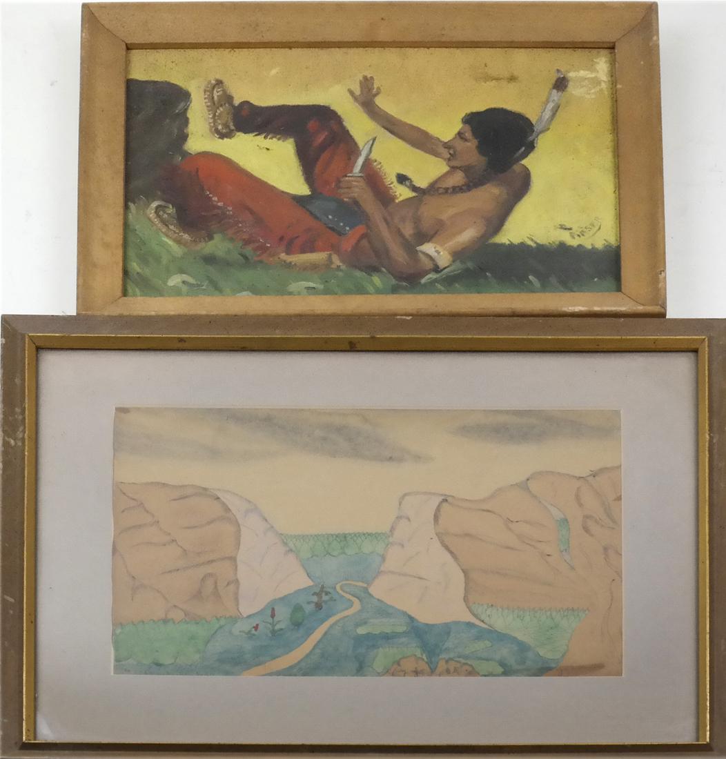 Two Works - Hillside - Native American Indian (1 of 6)