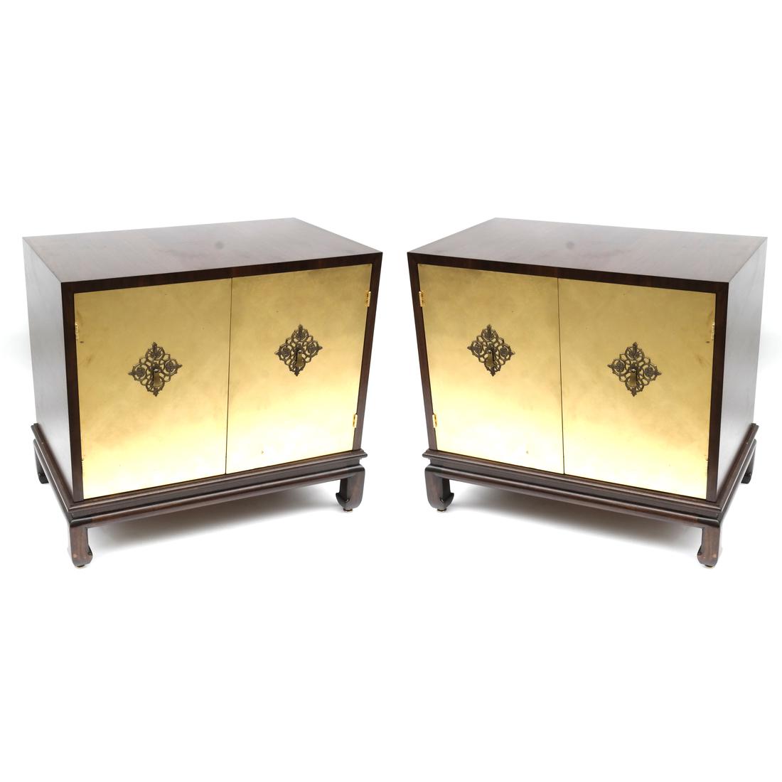 John Stuart Pair of Macassar Gold Leaf Doors Cabinets (1 of 9)