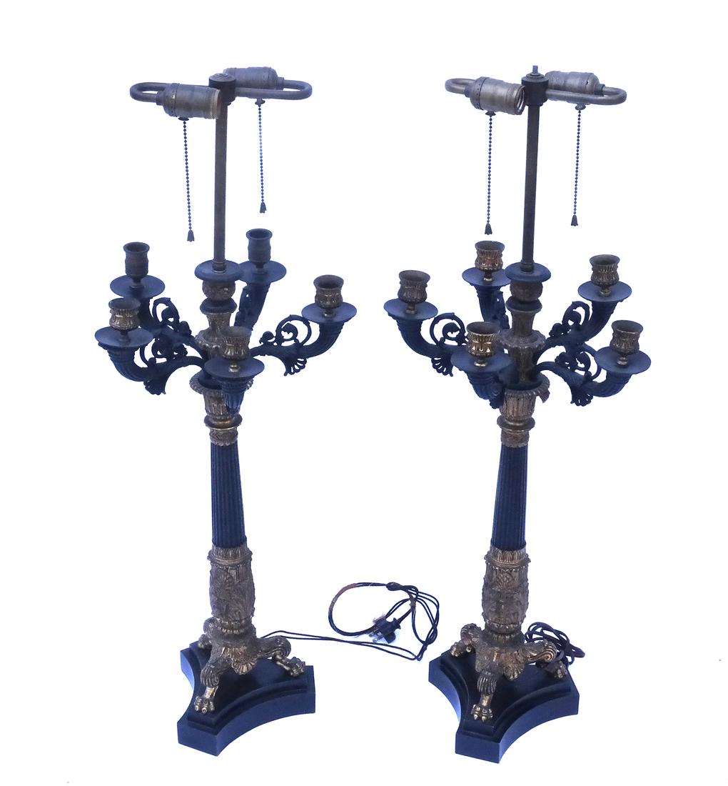 Pair of 19th Century Empire Bronze Candelabra (1 of 6)
