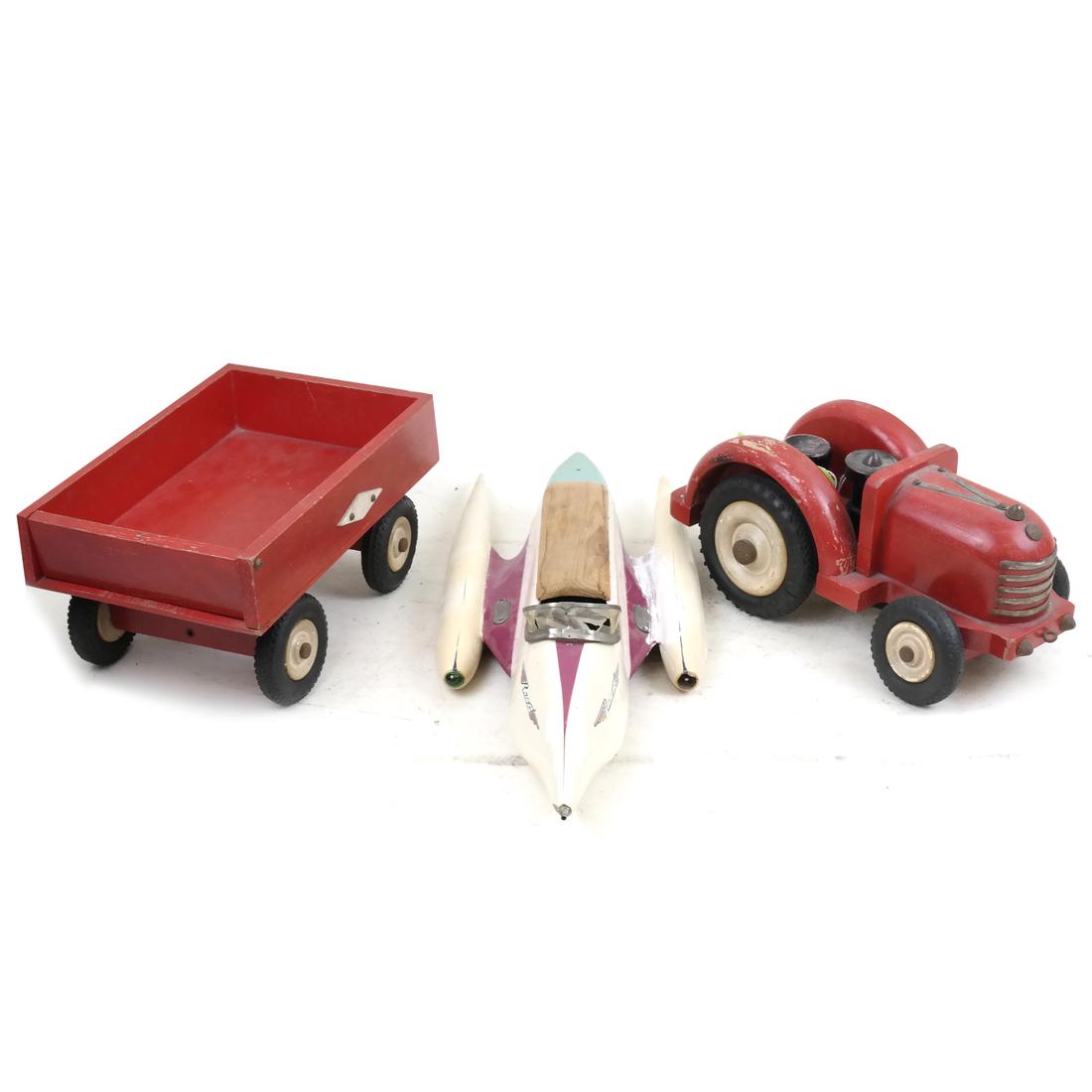 Two 1950's Wood Toys - Truck and Rocket (1 of 7)