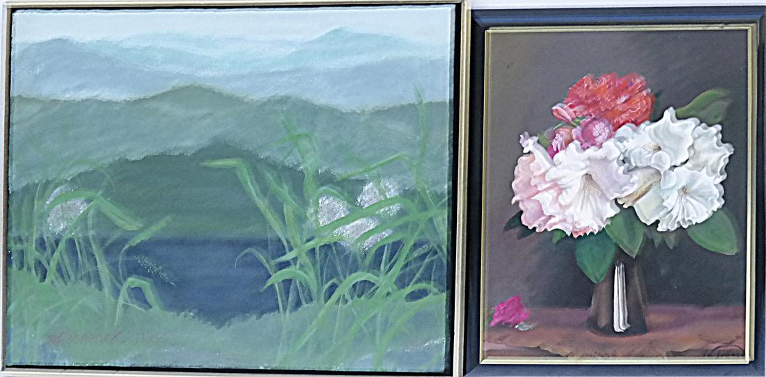 Two Oils on Canvas; Landscape, Still Life (1 of 7)