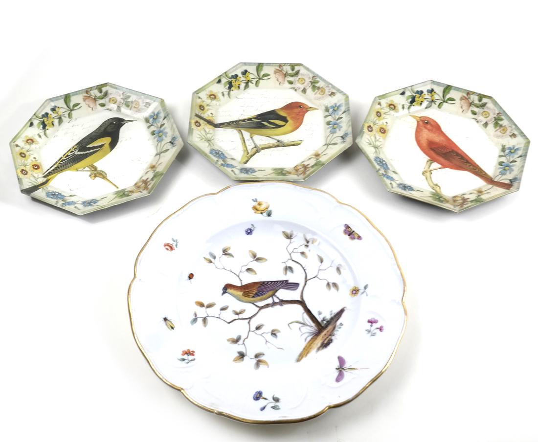 Four Bird Decorated Porcelain Plates (1 of 8)