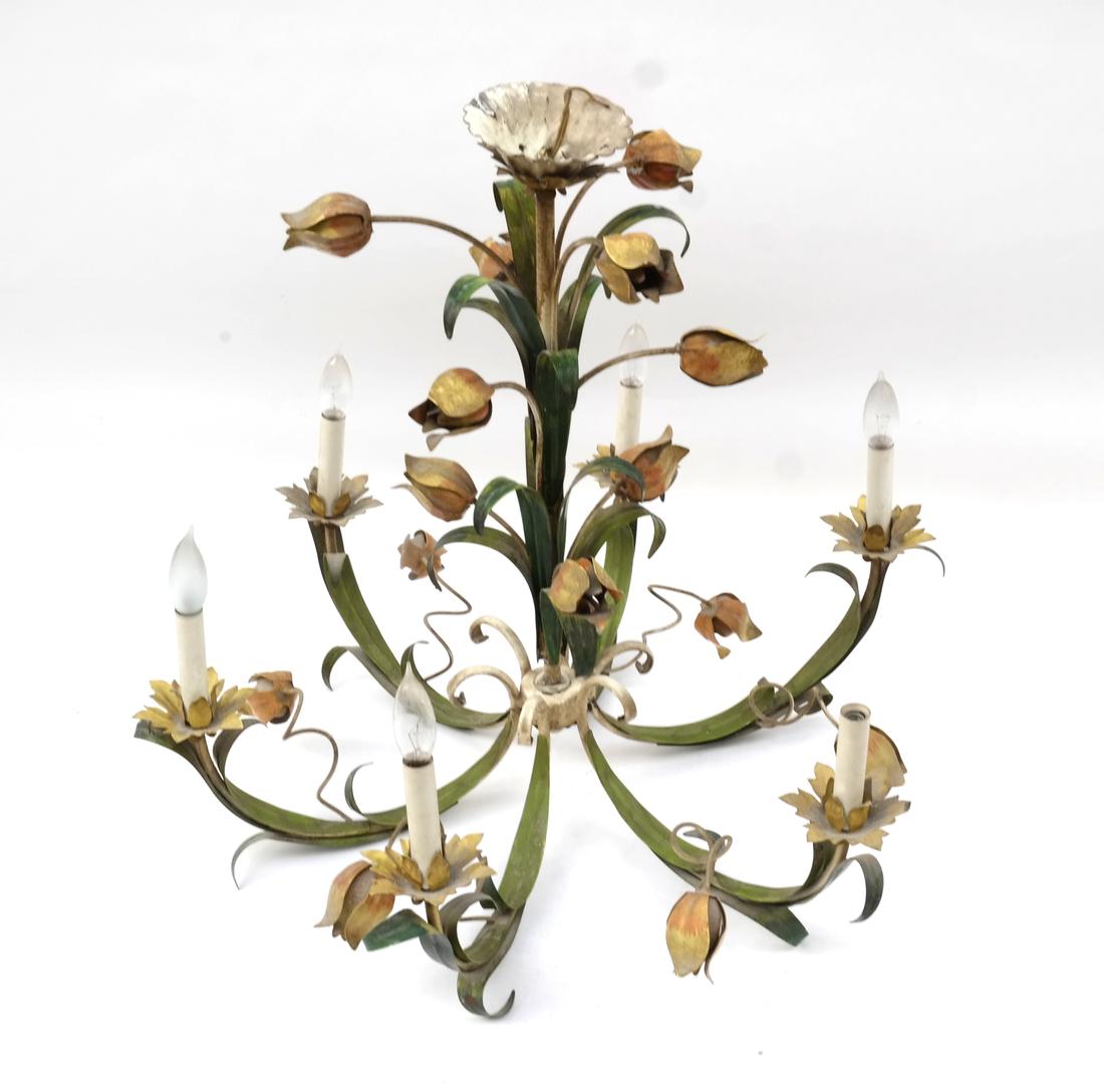 Modern Floral Decorated Tole Chandelier (1 of 6)