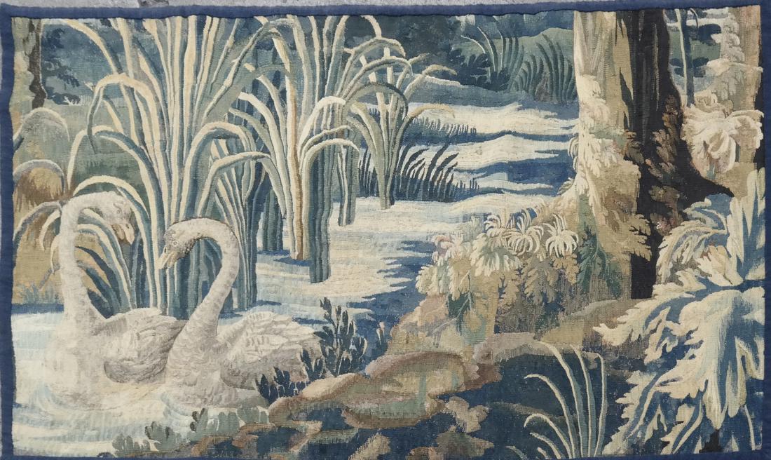 18th-19th Century Flemish Tapestry, Swans in a Lake (1 of 7)