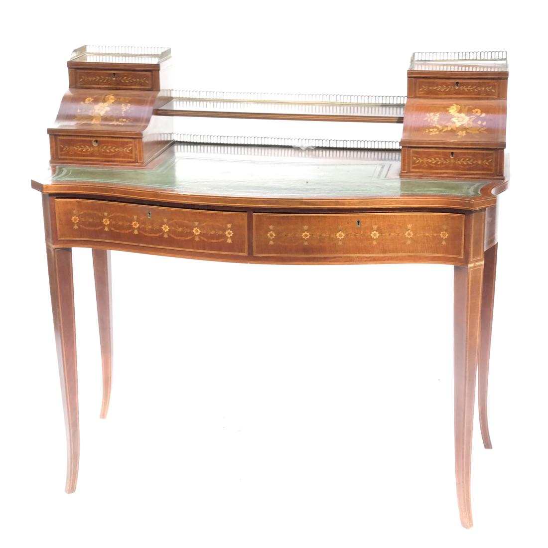 English Edwardian Inlaid Carlton House Desk (1 of 10)