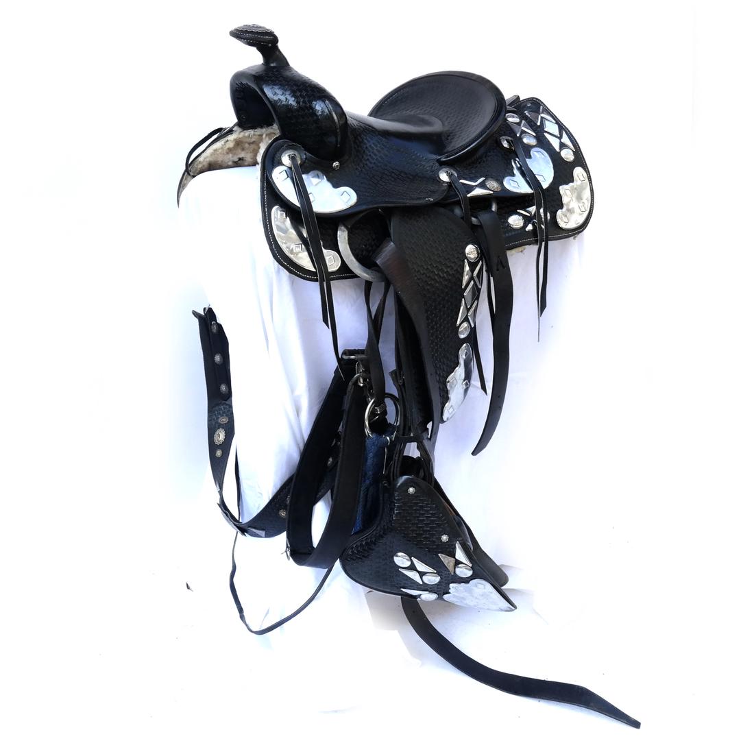 Simco Silver and Steel Mounted Black Parade Saddle (1 of 10)