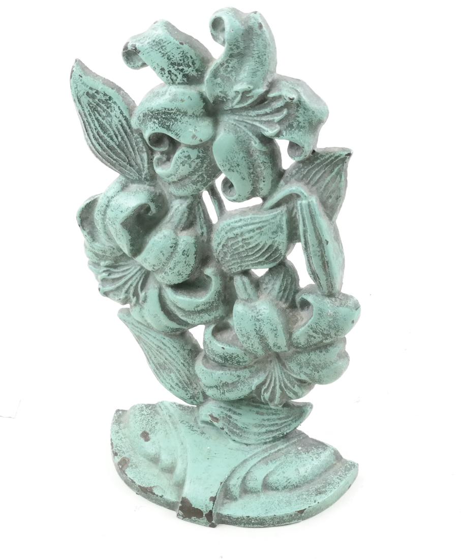 Painted Cast Iron Doorstop, Lilies (1 of 4)