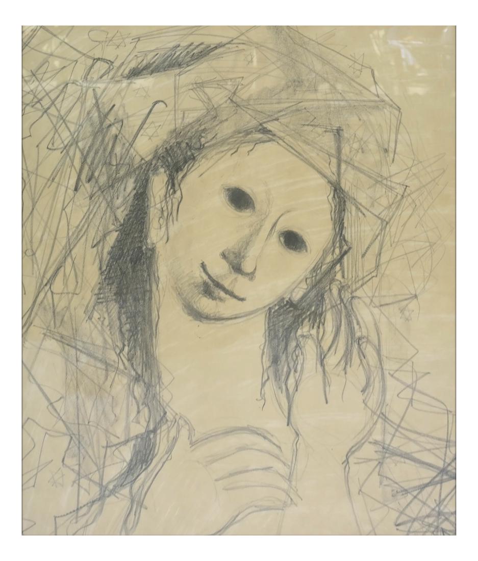 Smiling Girl with Stars of David, Mixed Media (1 of 5)