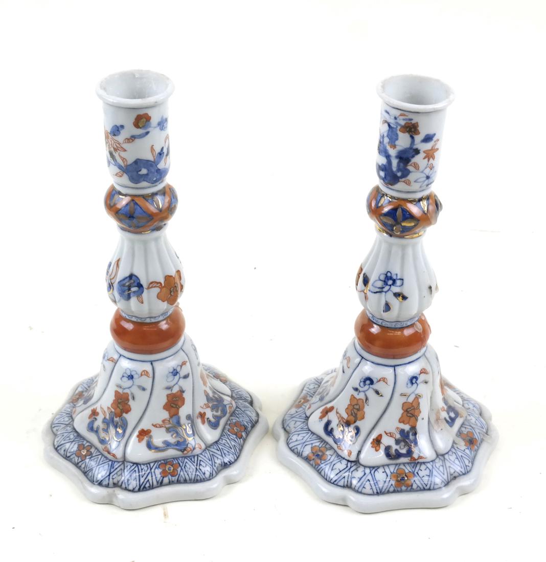 Pair of Delft Style Porcelain Candlesticks (1 of 5)