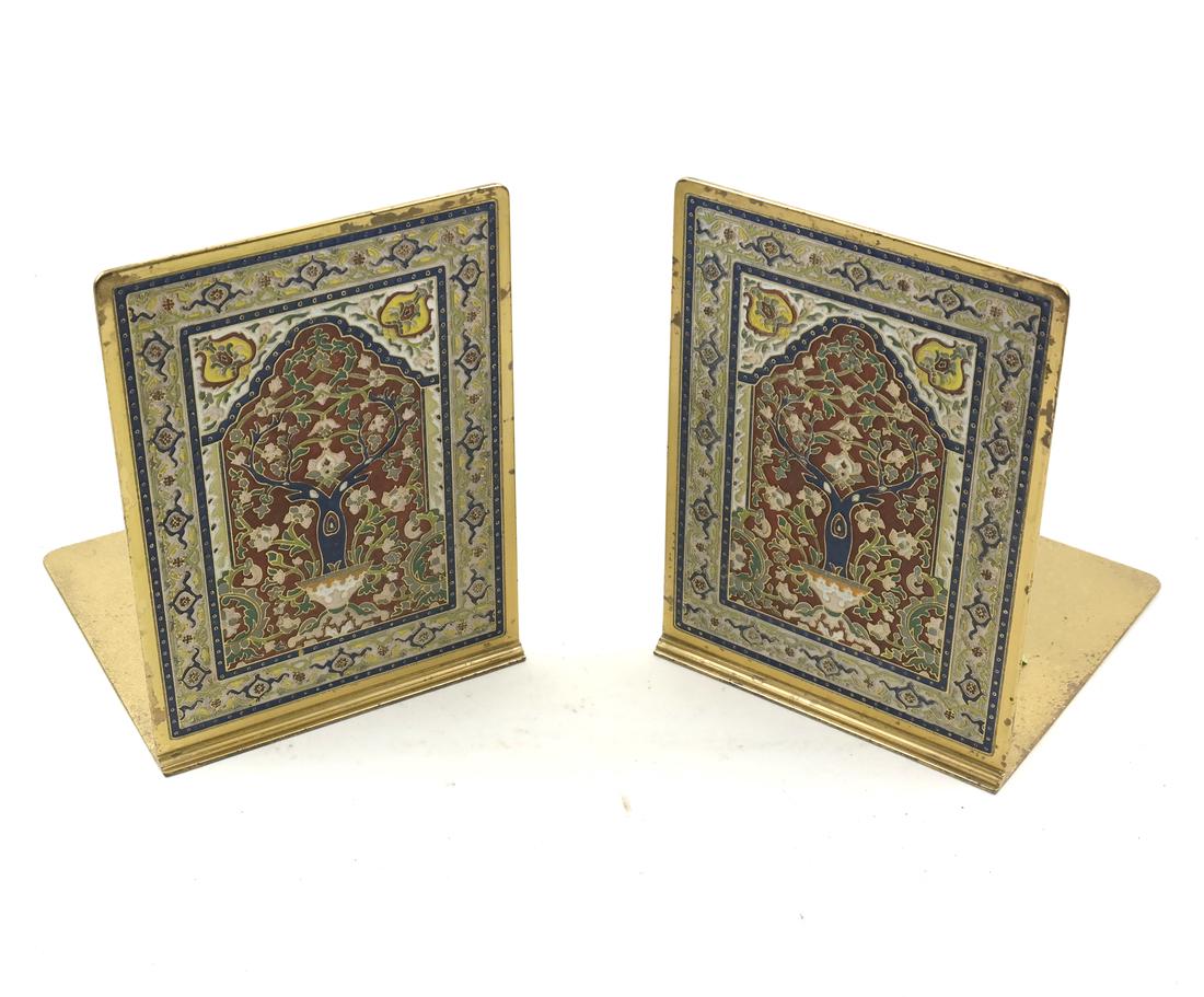 Tiffany Studios New York Enamel and Bronze Bookends (1 of 5)