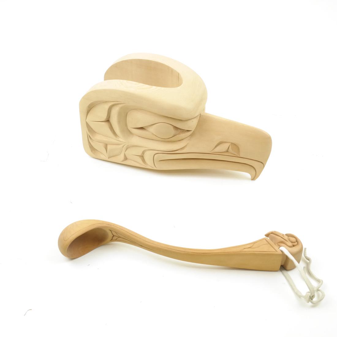 Two Northwest Coast Carved Eagle and Ladle (1 of 7)