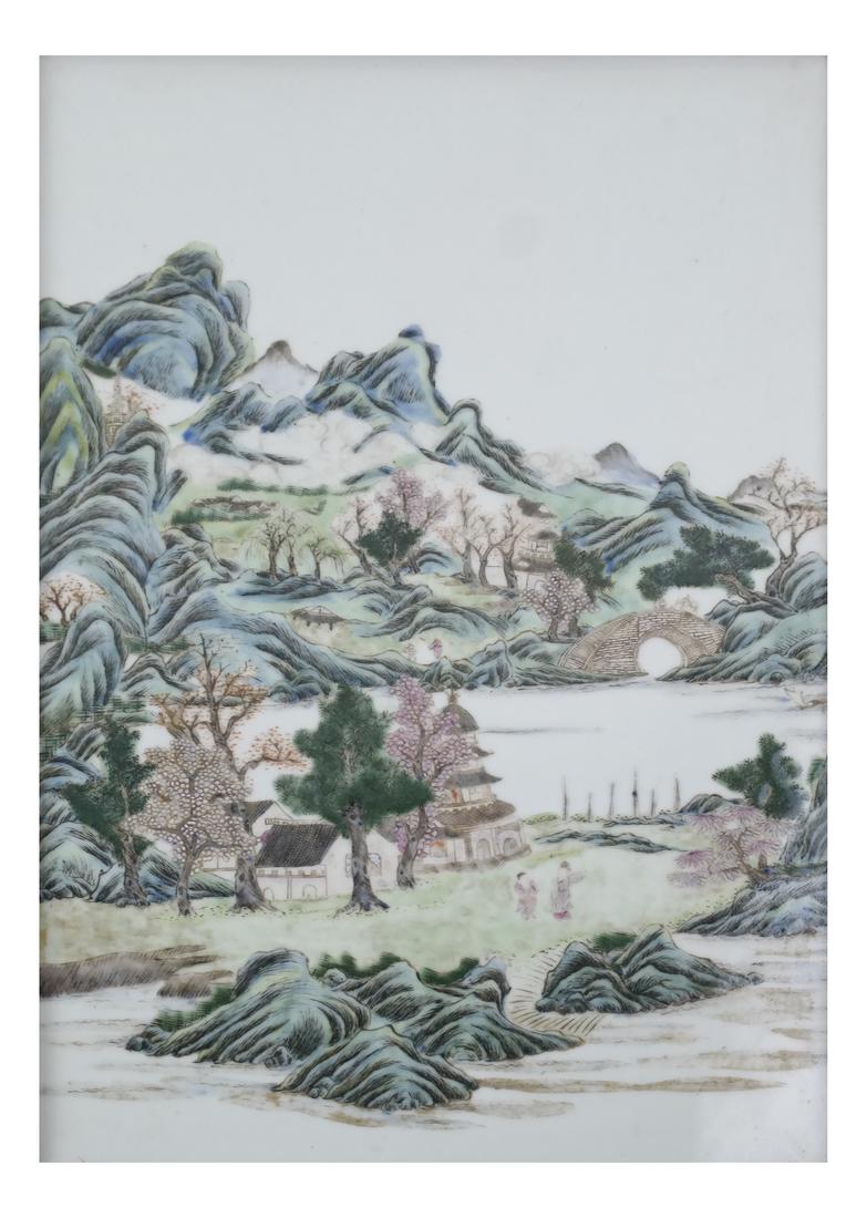 Chinese Ceramic Landscape Plaque (1 of 7)