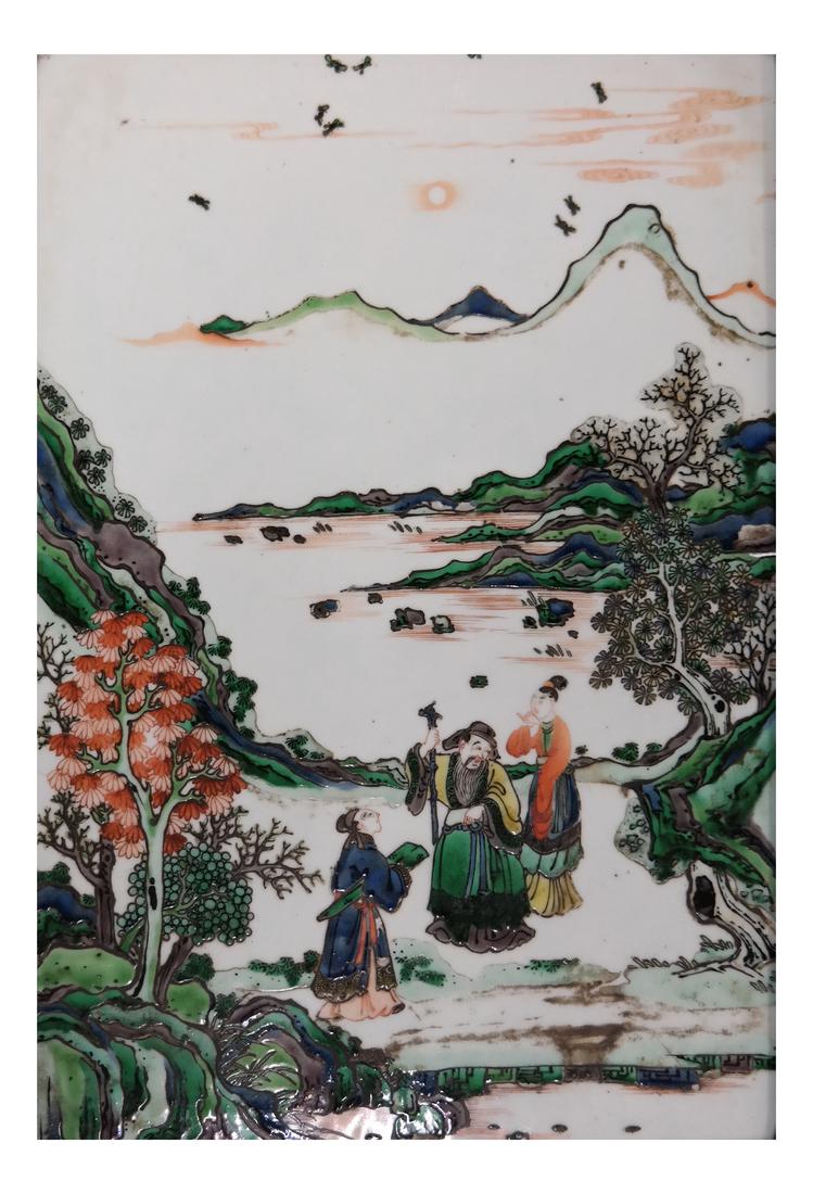 Chinese Ceramic Plaque Figure in a Landscape (1 of 5)