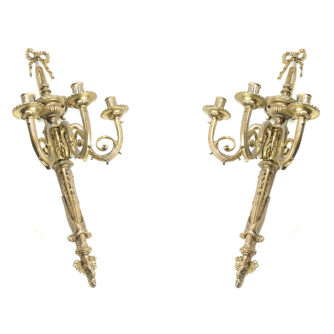 Pair of French Style Three-Light Sconces (1 of 7)