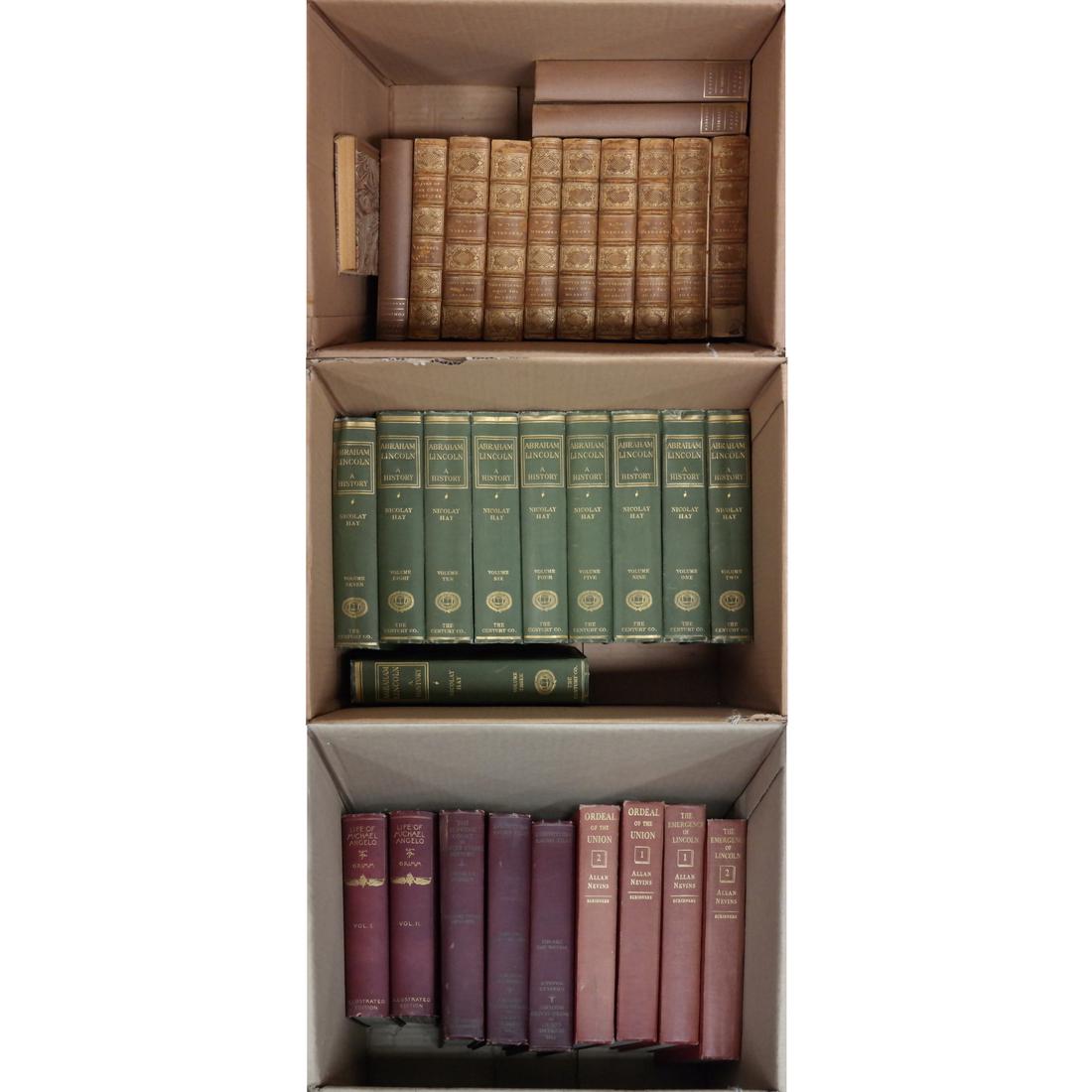 Three Boxes of Leather Bound Books (1 of 2)