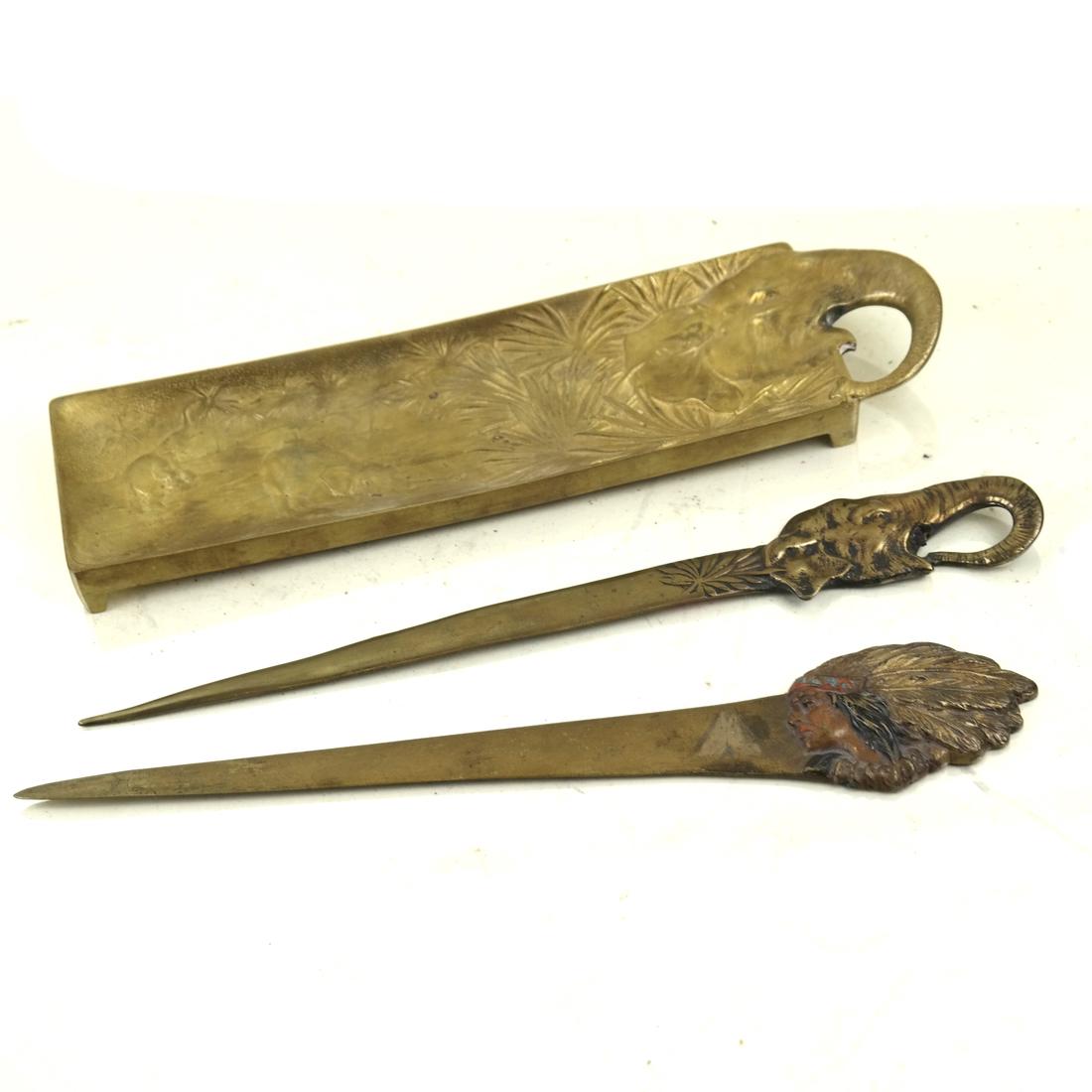 Bronze Pen Tray and Two Letter Openers (1 of 5)
