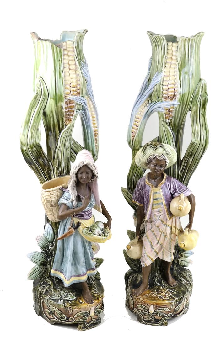 Pair of Majolica Blackamoor Vases (1 of 9)